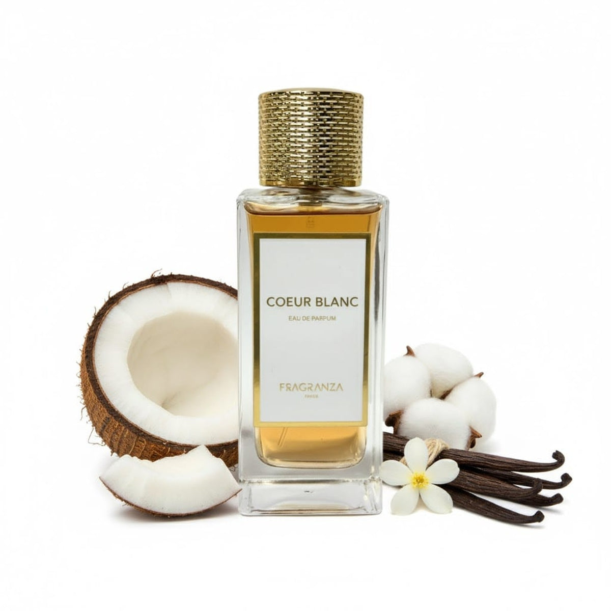 Maison Fragranza Cœur Blanc et ses notes : coco, vanille, musc blanc